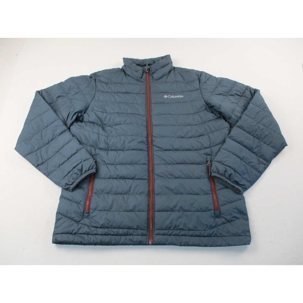 Columbia Puffer Jacket Mens Medium Blue Thermal Coil Quilted Full Zip Utility